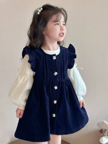 فستان كحلي زر ارنب