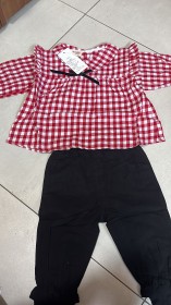 طفم بلوزة كاروهات احمر