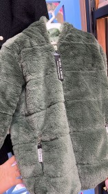 جاكيت فرو ناعم سكني مع طاقية وسحابات