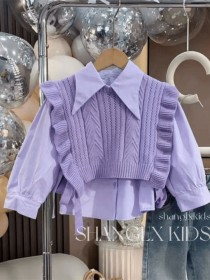 طقم فيست صوف وبنطلون بنفسجي ع الأطراف