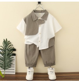 طقم ولادي قميص أبيض وكتف