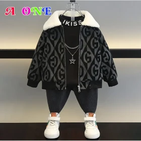 جاكيت منقش مبطن فرو