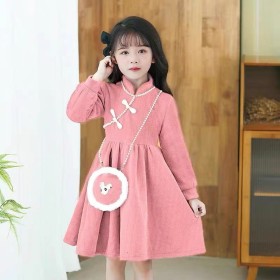 فستان مخمل تقيل قبة صيني زهري