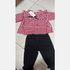 طفم بلوزة كاروهات احمر