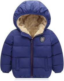 جاكيت نفخ كحلي شتوي مبطن فرو