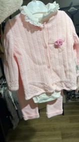 طقم تركي 3 قطع صوف ناعم قبة دانتيل