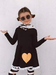 بلوزة طويلة  بقلب مع فيزون مخطط