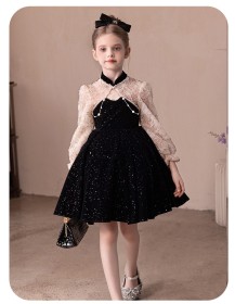 فستان أسود دانتيل اكمام