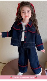 طقم جينز فيونكة حمراء بالخلف