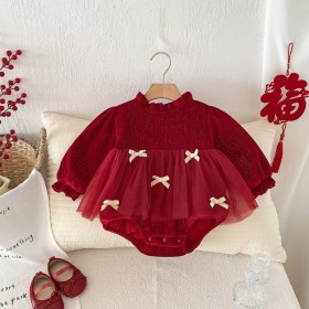 فستان نفاش ببيون أصفر بيبي